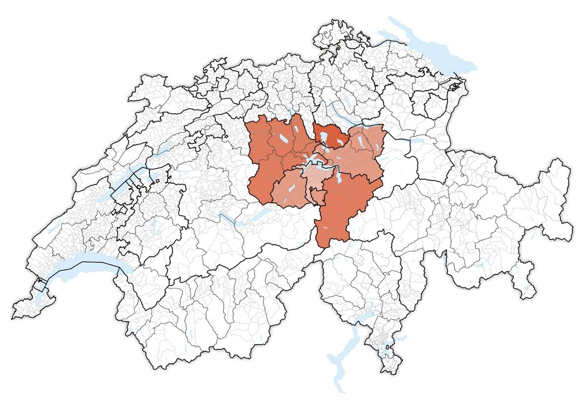 карта на централна швајцарија