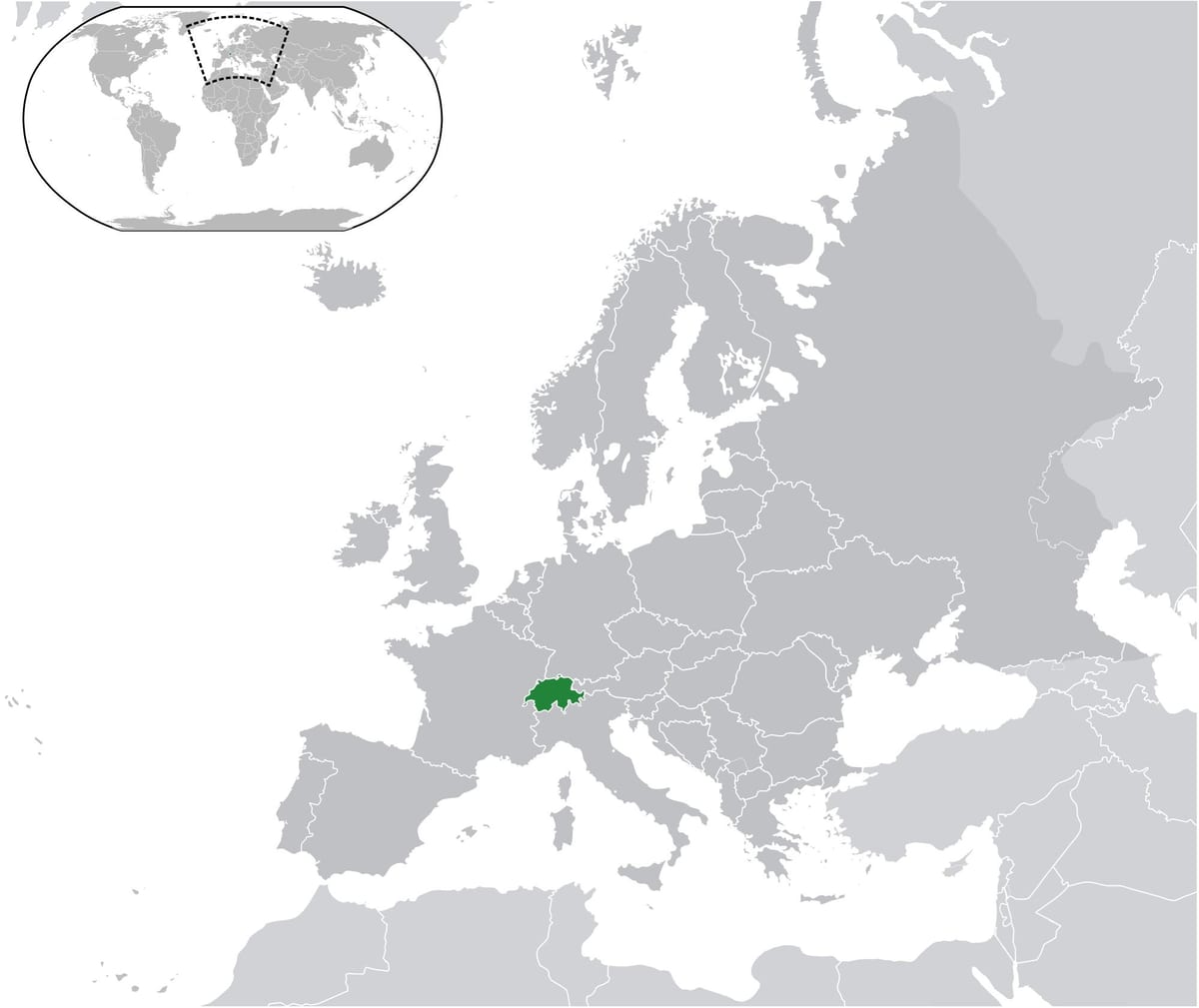 мапата на светот покажува швајцарија