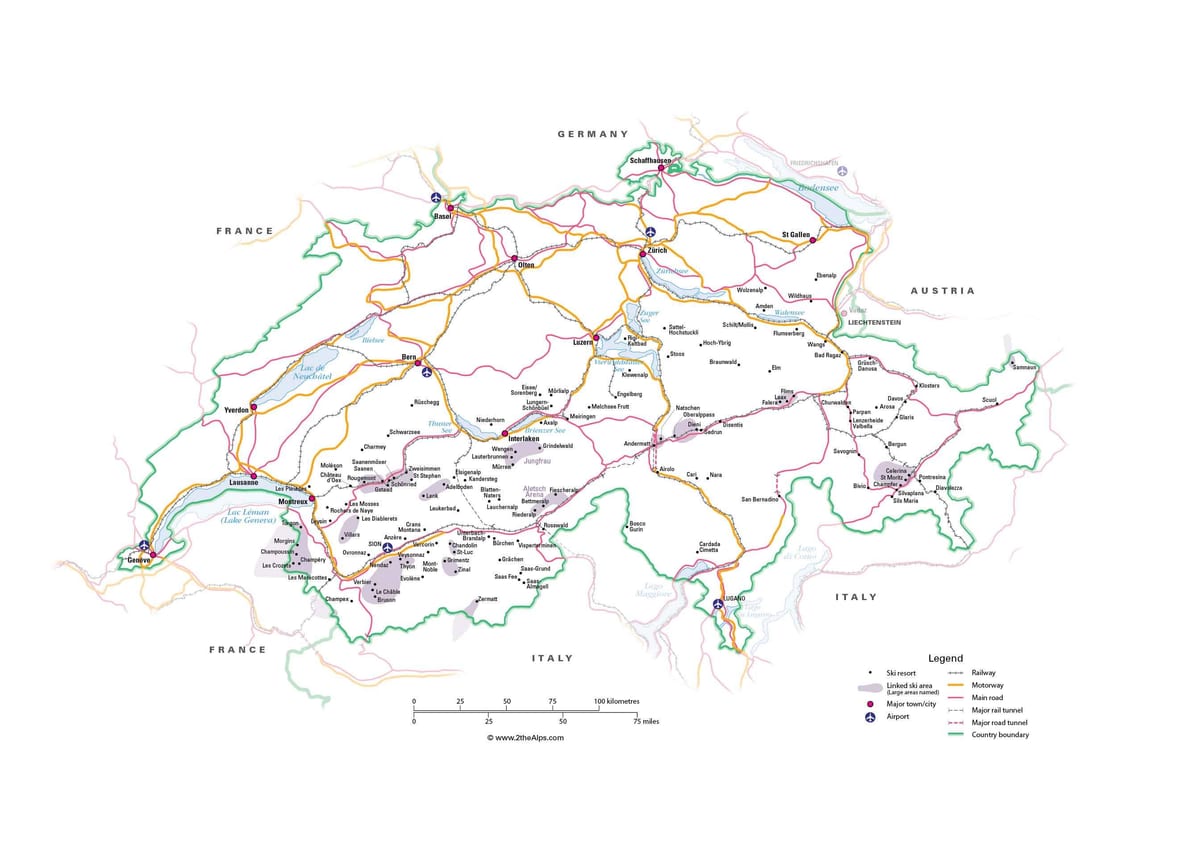 швајцарија атракции на мапата
