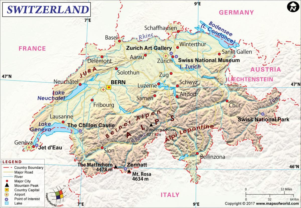 карта на аеродромите во швајцарија