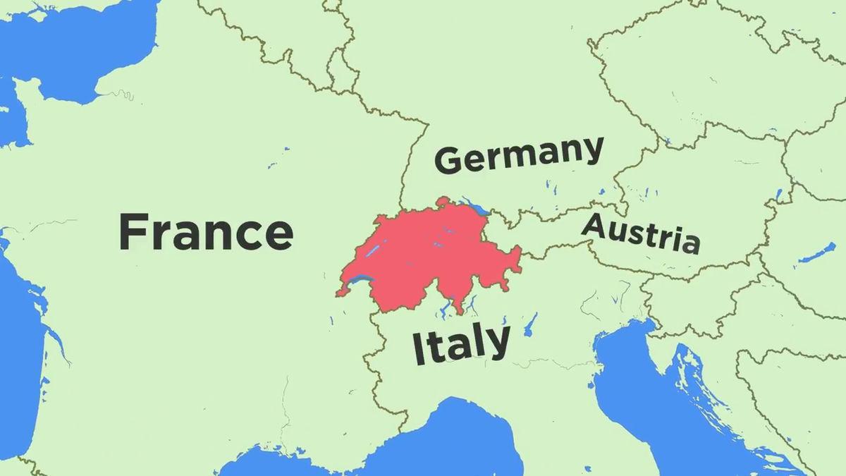 карта на швајцарија и во соседните земји