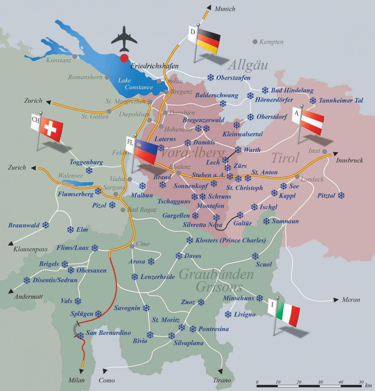 ски летувалишта швајцарија мапа