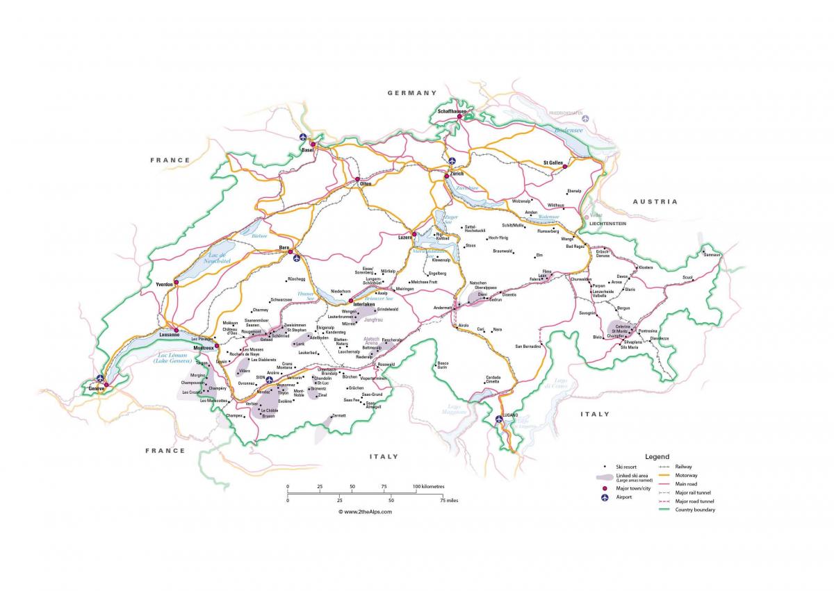 швајцарија атракции на мапата
