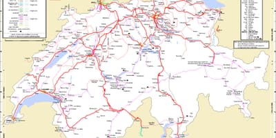 Воз патување во швајцарија мапа