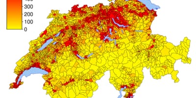 Швајцарија густината на население мапа