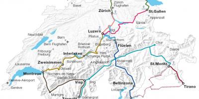 Швајцарија воз маршрутата на мапата